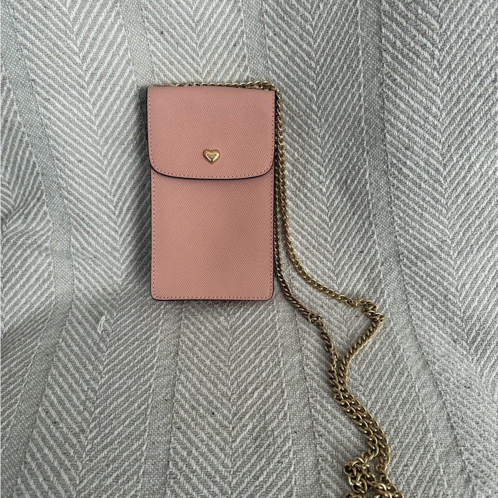 Coach Blush Crossbody Phone Bag with Gold Chain